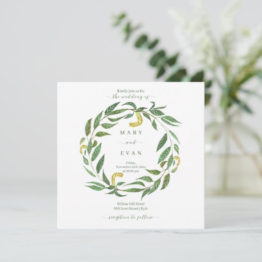 Invitation Simple mariage botanique de courge de saule rustiq (Debout devant)