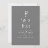 Invitation Simple mariage botanique jaune et gris (Devant)