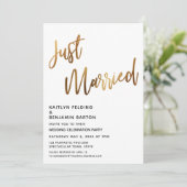 Invitation Simple Mariage Calligraphie Dorée Réception (Debout devant)