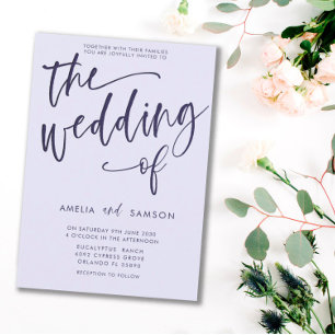 Invitation Simple Mariage Calligraphié Lilas & Violet