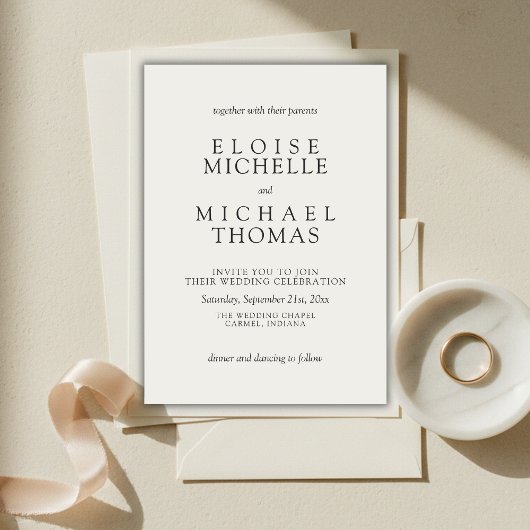 Invitation Simple Mariage Classique Ivoire