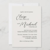 Invitation Simple Mariage Classique Script Ivory (Devant)