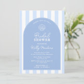 Invitation Simple Mariage Côtier Bleu Et Blanc Fête De Fiança (Debout devant)