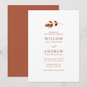 Invitation Simple Mariage d'Automne en Terracotta (Devant / Derrière)