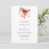 Invitation Simple Mariage de bouquet floral rouge et blanc (Debout devant)