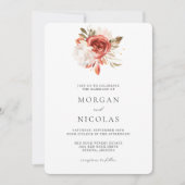 Invitation Simple Mariage de bouquet floral rouge et blanc (Devant)