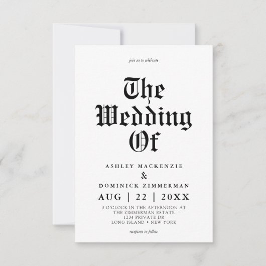 Invitation Simple Mariage de calligraphie celtique (Devant)