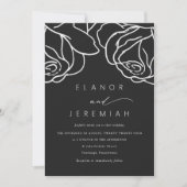 Invitation Simple Mariage de calligraphie florale noire (Devant)