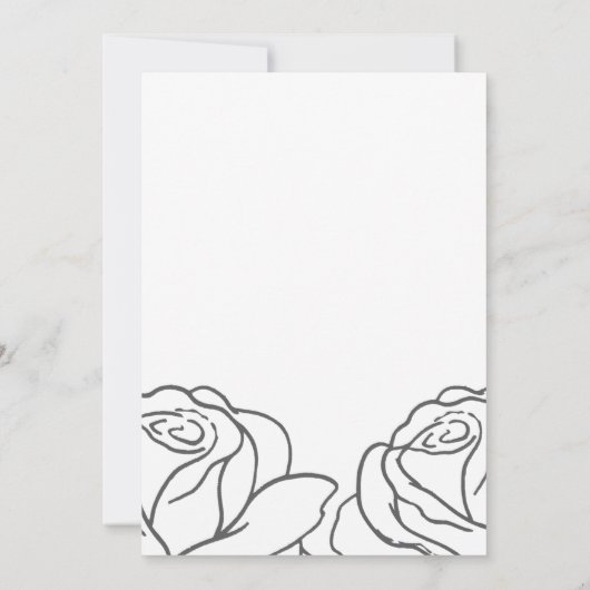 Invitation Simple Mariage de calligraphie florale noire (Dos)