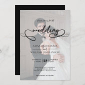 Invitation Simple Mariage de calligraphie noir et blanc (Devant / Derrière)