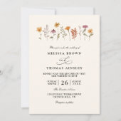 Invitation Simple mariage de code QR de fleur sauvage automna (Devant)