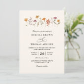 Invitation Simple mariage de code QR de fleur sauvage automna (Debout devant)