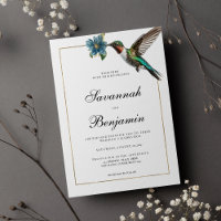 Simple mariage de colibri couleur or blanc