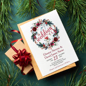 Invitation Simple mariage de couronnes florales bordeaux d'hi