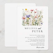 Invitation Simple Mariage de Fleur Sauvage (Devant / Derrière)