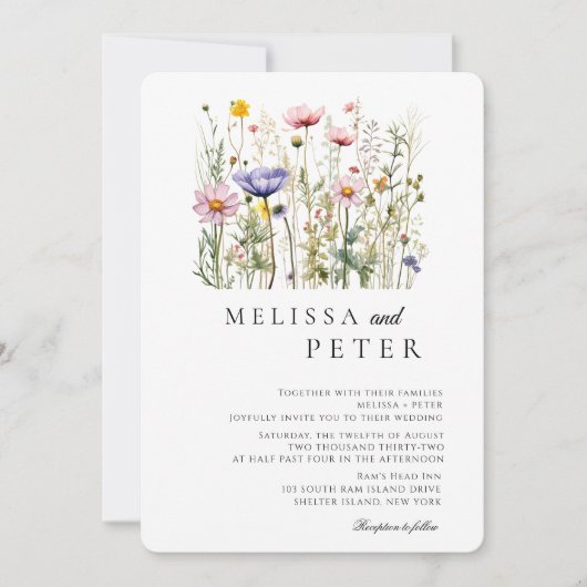 Invitation Simple Mariage de Fleur Sauvage (Devant)