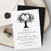 Invitation Simple Mariage de l'arbre cardiaque du Monogramme 
