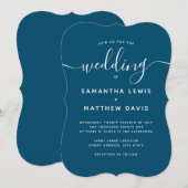 Invitation Simple mariage de plage bohème bleu (Devant / Derrière)