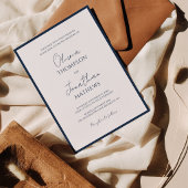 Invitation Simple mariage écriture bordure bleu marine