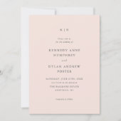 Invitation Simple mariage élégant rose poudré (Devant)