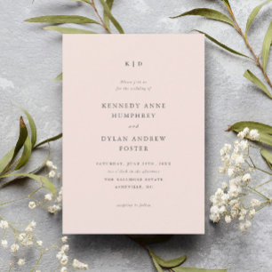 Invitation Simple mariage élégant rose poudré