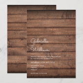 Invitation Simple Mariage en Bois Rustique (Devant / Derrière)
