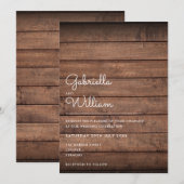 Invitation Simple Mariage en Bois Rustique (Devant / Derrière)