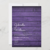 Invitation Simple Mariage en bois violet rustique (Devant)
