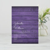 Invitation Simple Mariage en bois violet rustique (Debout devant)