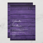 Invitation Simple Mariage en bois violet rustique (Devant / Derrière)