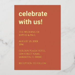 Invitation simple Mariage en terre cuite Foil