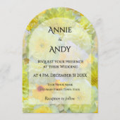 Invitation Simple Mariage Fleur Jaune Découpe en Arc (Devant)
