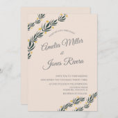Invitation Simple Mariage fleuri Jaune (Devant / Derrière)