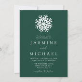 Invitation Simple Mariage Flocon de Neige Vert (Devant)