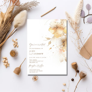Invitation Simple Mariage Floral Automnal
