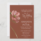 Invitation Simple Mariage Floral en terre cuite (Devant)
