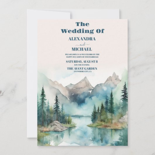 Invitation Simple Mariage Floral Mountain (Devant)