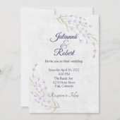 Invitation Simple mariage floral violet (Devant)
