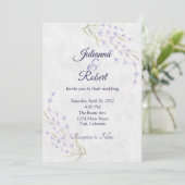 Invitation Simple mariage floral violet (Debout devant)