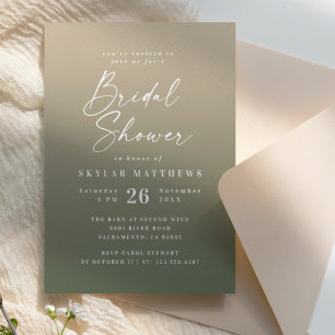 Invitation Simple Mariage Foncé Vert & Jaune Ombre Douche de 