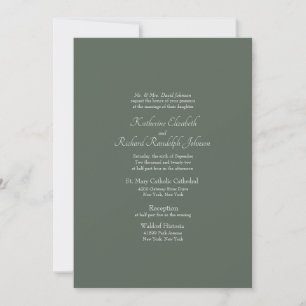 Invitation Simple Mariage Formel Église Vert Foncé
