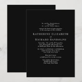 Invitation Simple Mariage Formel Noir 2 Lieu (Devant / Derrière)