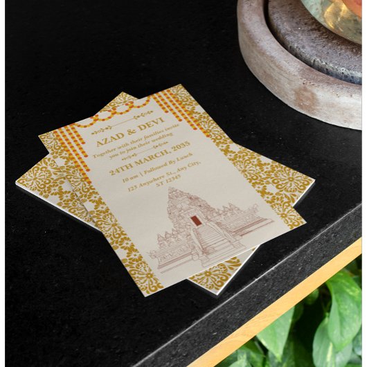 Invitation Simple mariage indien du Sud
