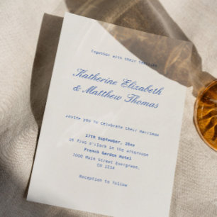 Invitation Simple mariage ivoire et bleu marine