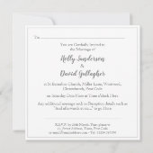 Invitation Simple Mariage Jour Argent Gris & Blanc (Dos)