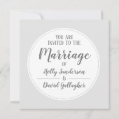 Invitation Simple Mariage Jour Argent Gris & Blanc (Devant)