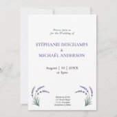 Invitation Simple Mariage Lavande (Devant)