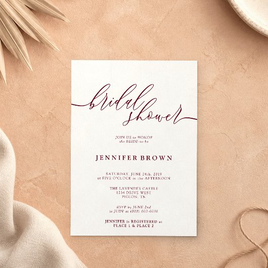 Invitation Simple Mariage Minimaliste Bourguignon
