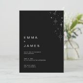 Invitation Simple Mariage Minimaliste Céleste Noir (Debout devant)