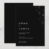Invitation Simple Mariage Minimaliste Céleste Noir (Devant / Derrière)